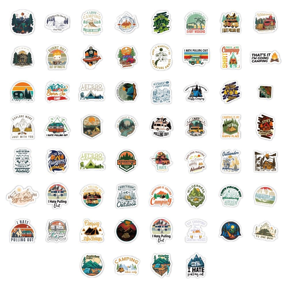 60개 야외 캠핑 스타일 A 스티커 세트 - 저널 및  - Outdoor Adventure Store 리뷰 및 가격